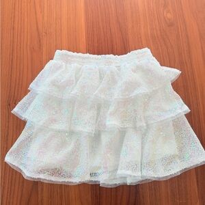 Grace Karin Girls White Sequin Layered Mini Skirt